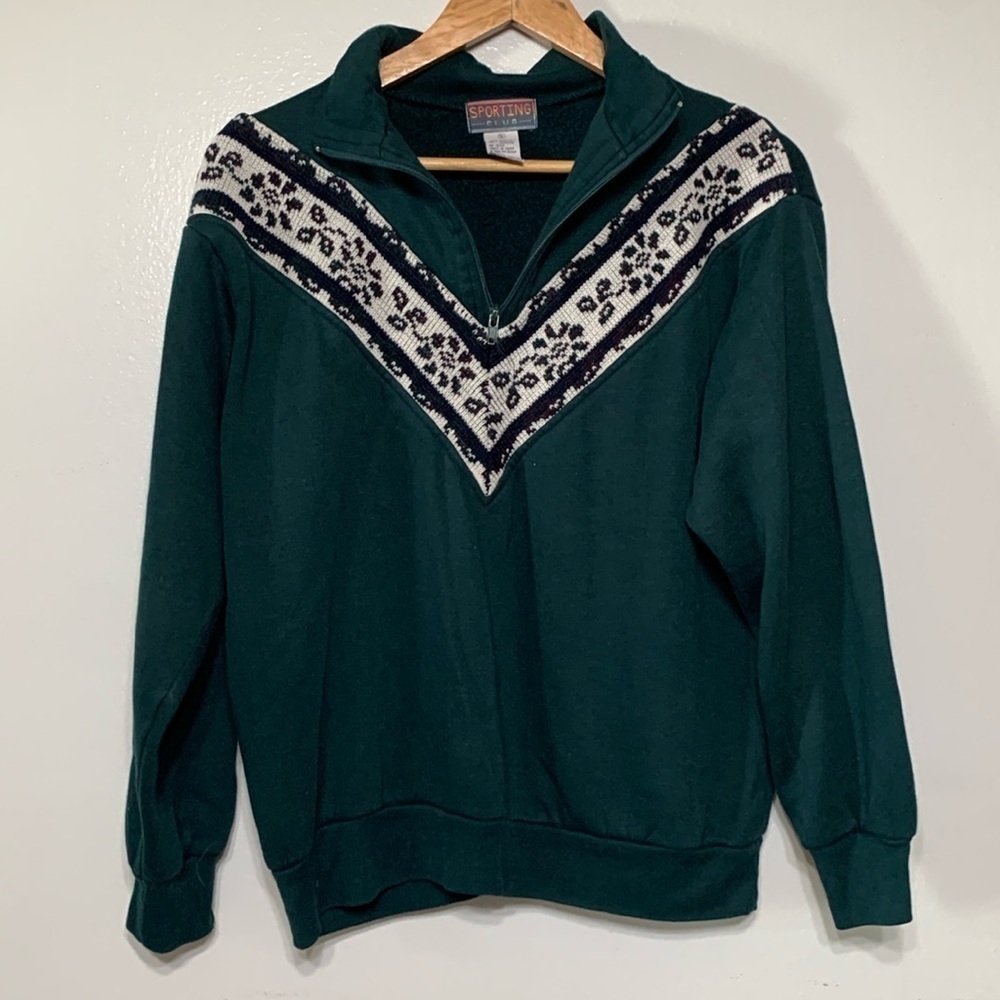 Vintage 1990s Sporting Club Green Knit Sweater Size S